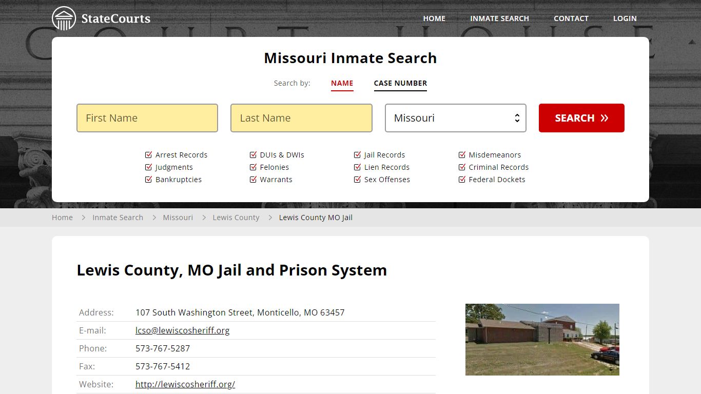 Lewis County MO Jail Inmate Records Search, Missouri - State Courts